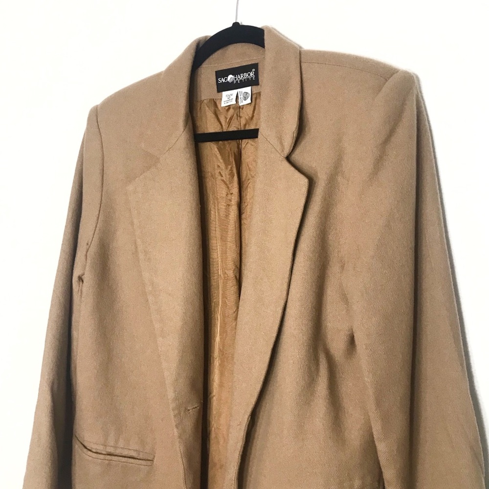 Sag Harbor Petite Camel Wool Blazer